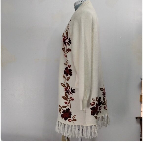 Shyanne Womens Floral Knit Cardigan Sweater With Fringe Hem XL - Picture 5 of 9
